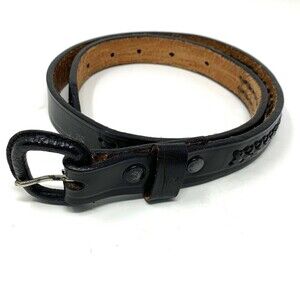 Vintage Leather Tooled Braided Belt Size 32 Black